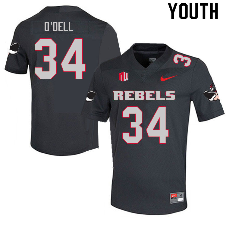 Youth #34 Tyray O'Dell UNLV Rebels College Football Jerseys Sale-Charcoal